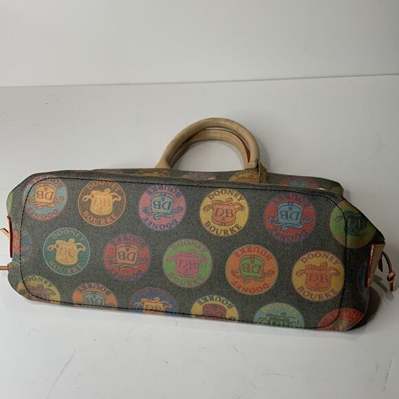 Dooney & Bourke brown coated canvas medallion leather trim satchel bag - Picture 10 of 10